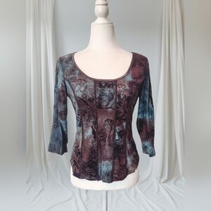 Vintage Dressbarn Women's Velvet Burnout Corset Style Top Size Small